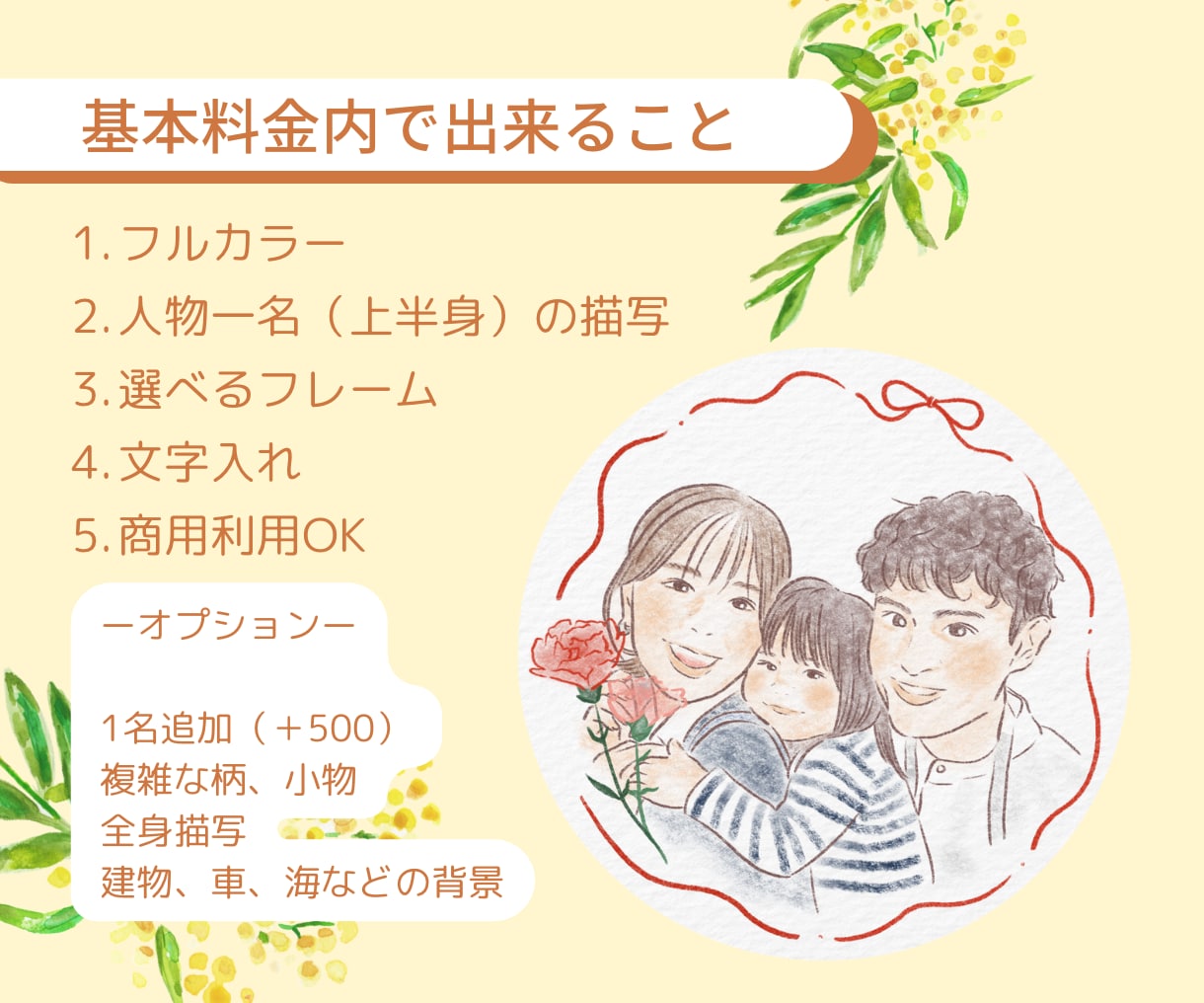 思い出を形に♪ほっこり優しい似顔絵描きます 小物・メッセージ追加料金なし♪ イメージ3