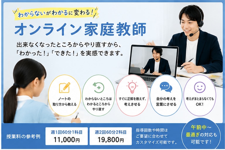 小中学生向け_オンライン家庭教師をします 解答力より解決力を。これからの時代に必要な力を身につけます。 イメージ1