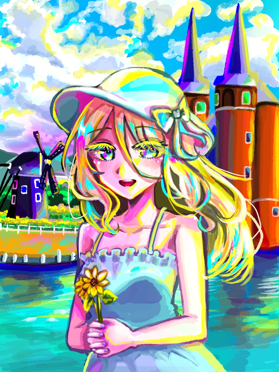 キラキラとしたキャラクターの一枚絵を描きます 色彩鮮やかなキャラクター達をお届けします イメージ1