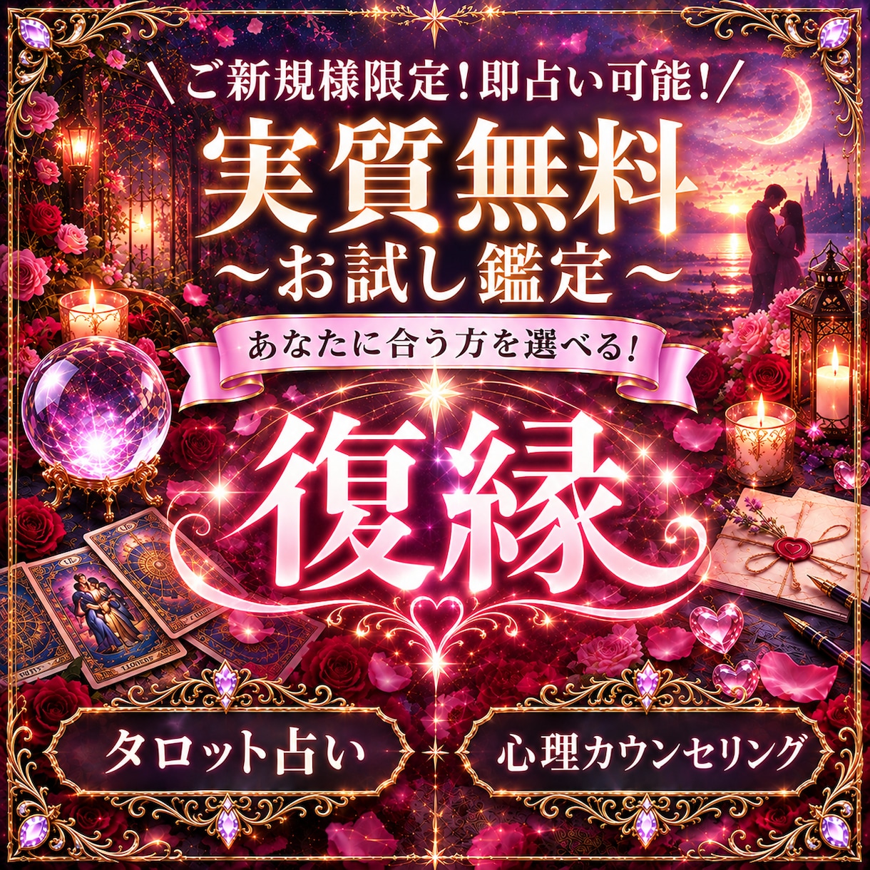 実質無料！復縁タロットか心理カウンセリングします 選べる実質無料の復縁鑑定  タロットor心理カウンセリング イメージ1