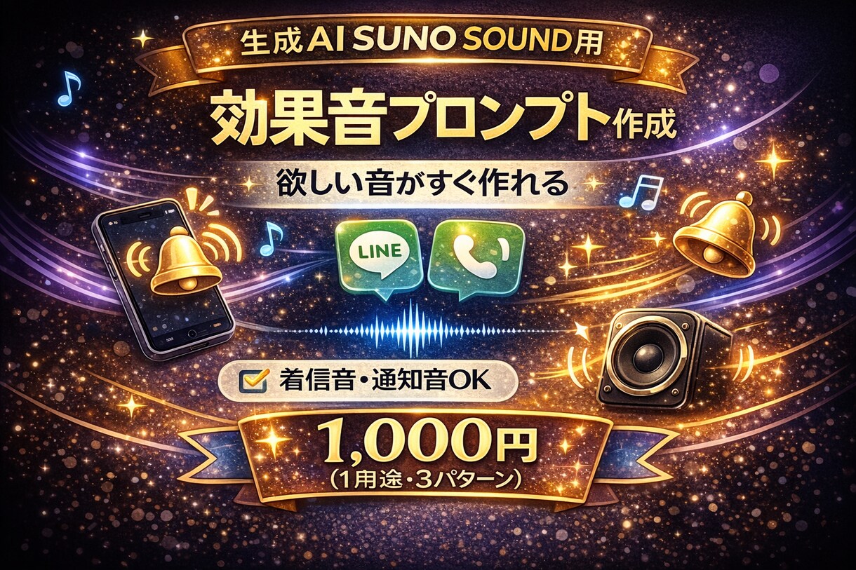 SUNO用英語効果音プロンプト作成します 英語設計で安定するSUNO・SOUND効果音用プロンプト生成 イメージ1