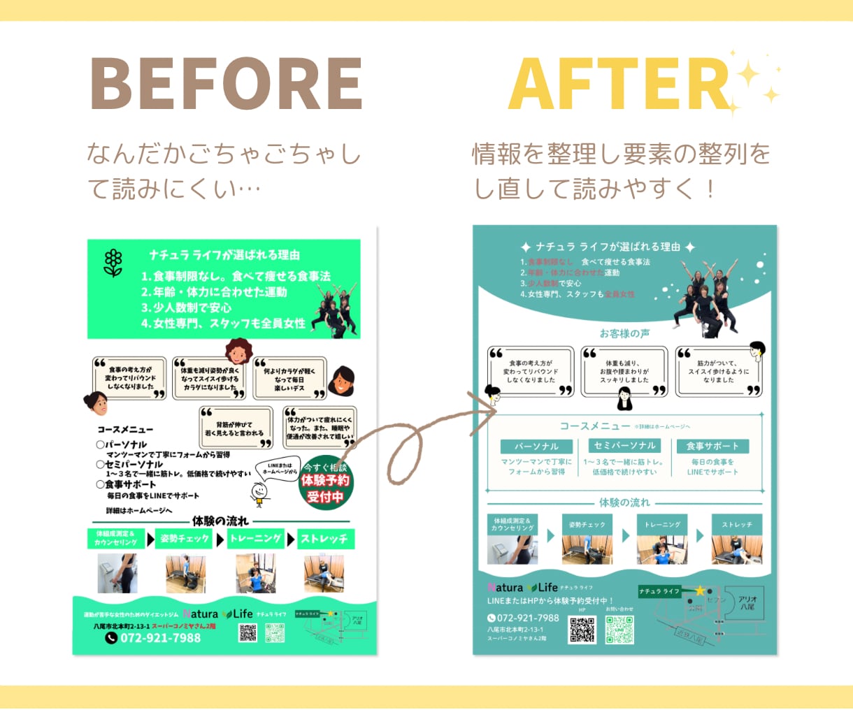 データプレゼント!チラシデザイン添削します 初めてデザインをした方向け!デザイン迷子さん、ご相談ください イメージ3
