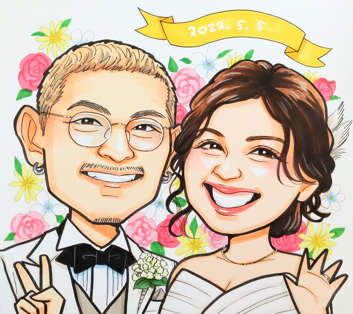 結婚式のウェルカムボードを手描きで制作します ★送料込み★下書き確認◎結婚祝いのプレゼント、結婚記念に♡ イメージ8