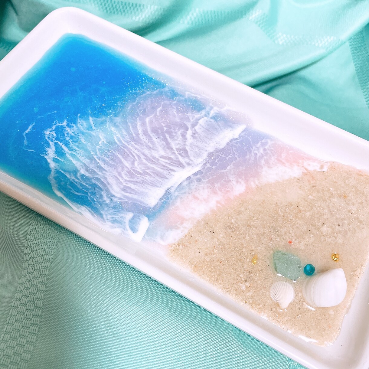 海のトレー作ります レジンを使った波アートでお札のトレーにも使える イメージ4