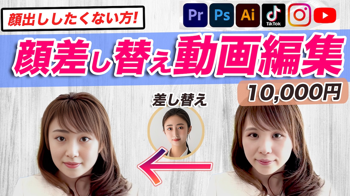顔を差し替えて動画編集いたします 顔出ししたくない。でも顔出しや対談動画等をやりたい方必見！ イメージ1