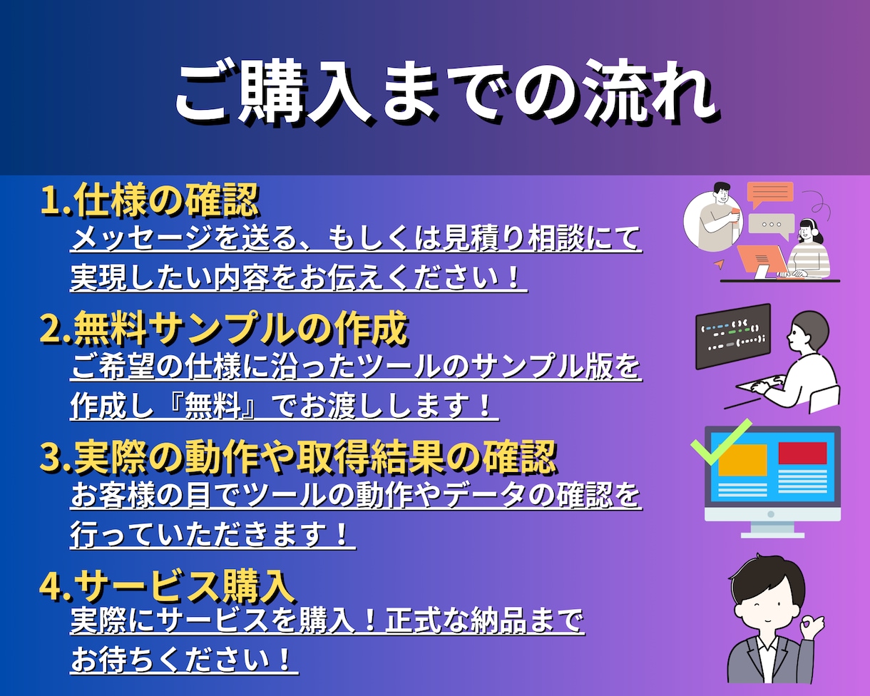 Webスクレイピングツールを作成いたします 無料サンプル確認可能｜Webデータ収集自動化で効率アップ イメージ3