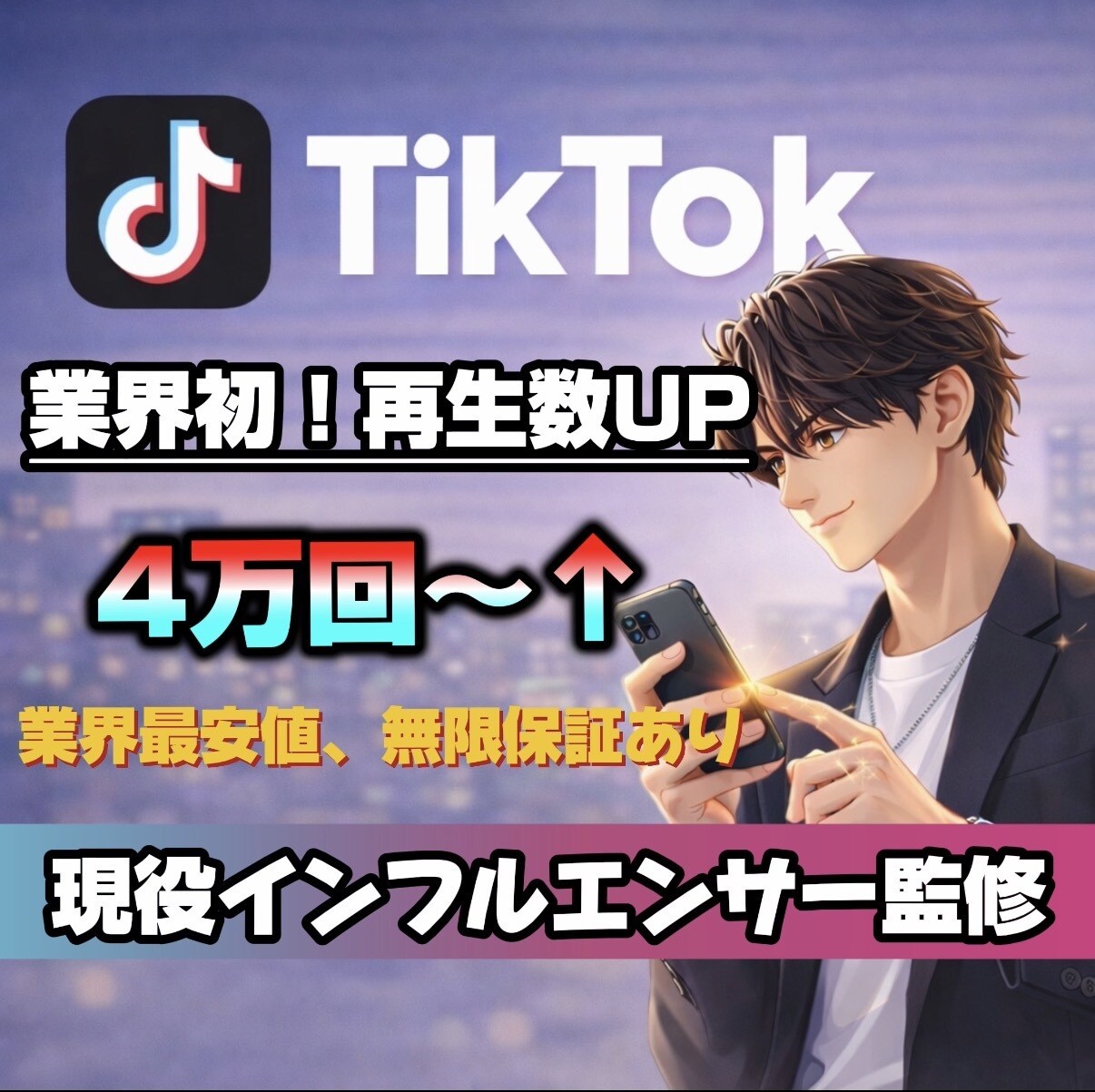 業界初サービスTikTok再生数4万回増加します 業界初！現役インフルエンサーが運用サポート+ミニコンサル付き イメージ1