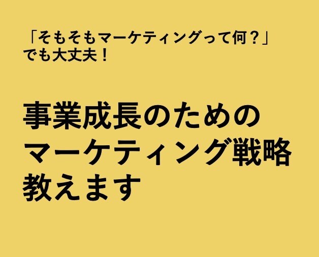 事業成長/売上UPのマーケティング戦略教えます 「とにかく何からどうやればいいかわからない」でも大丈夫です！ イメージ1