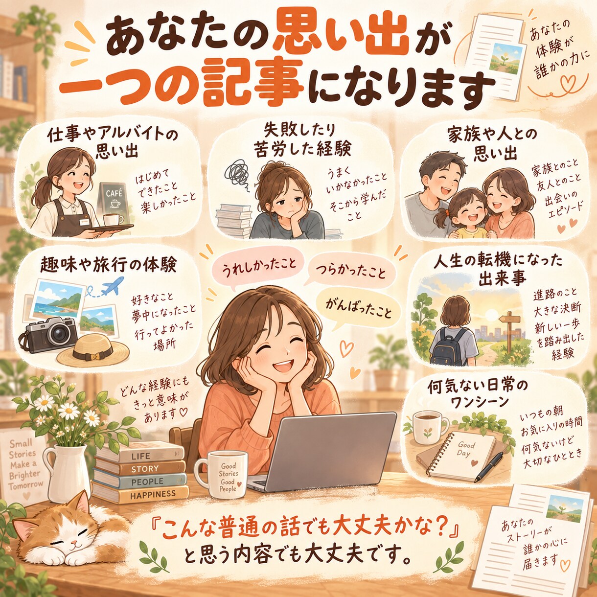 あなたの体験談・実話を読まれる記事にします 文章が苦手でも大丈夫。お話を聞きながら、体験談に仕上げます。 イメージ3