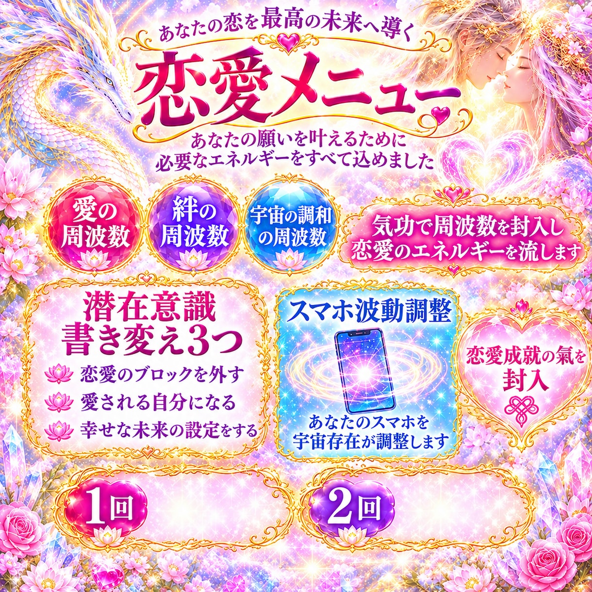 恋愛のお悩み書き変えし愛の周波数いれます スマホ波動調整で音信不通のあの人から連絡来た方も♪ イメージ1