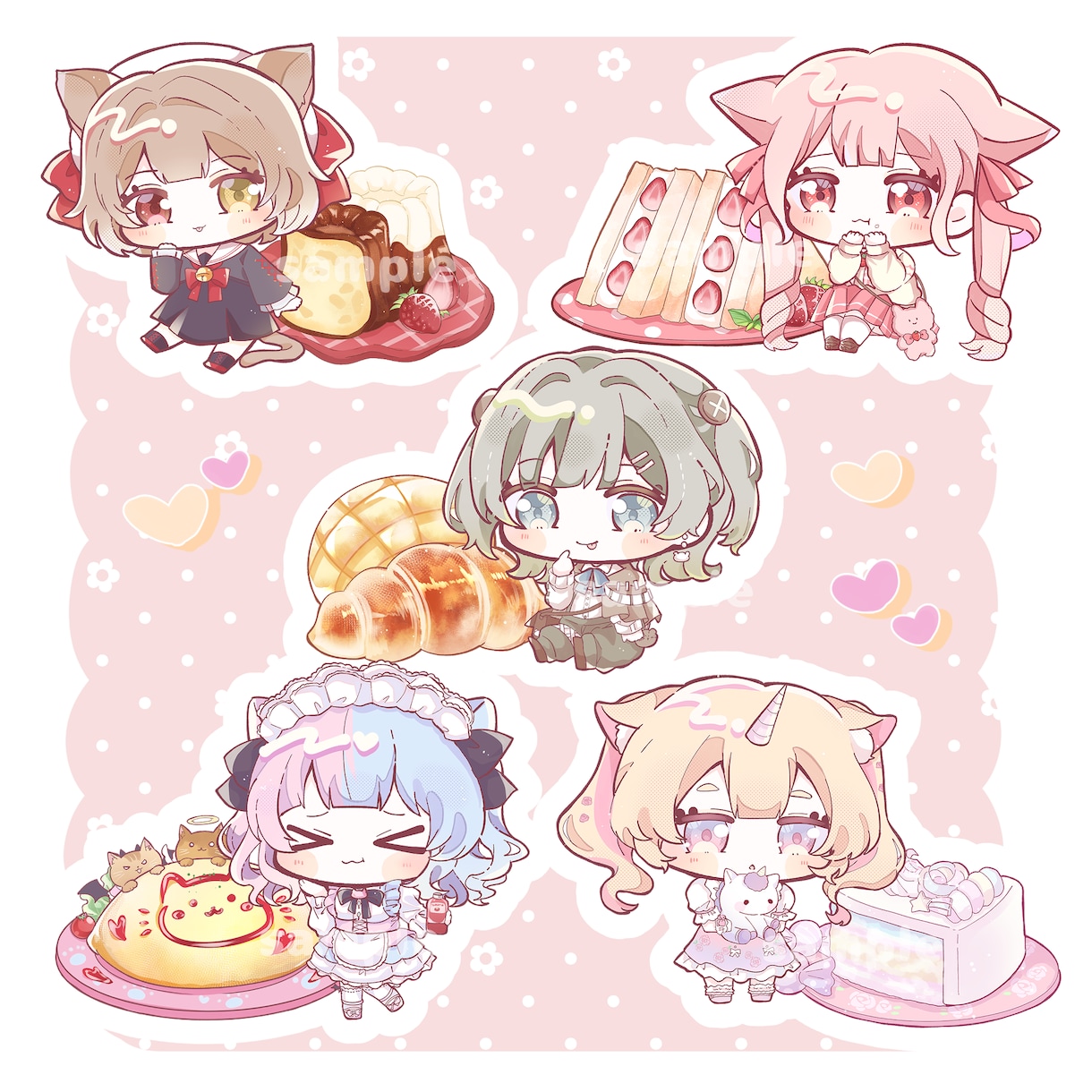デフォルメキャラと食べ物を描きます グッズ制作やSNS利用などにおすすめ！ イメージ2