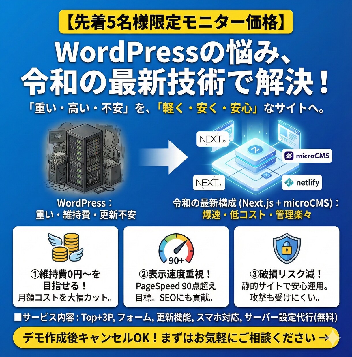 丸投げOK！誰でも運用できる軽快なHPを制作します 最新Web技術で「壊れない・速い・安い」次世代サイト制作 イメージ1