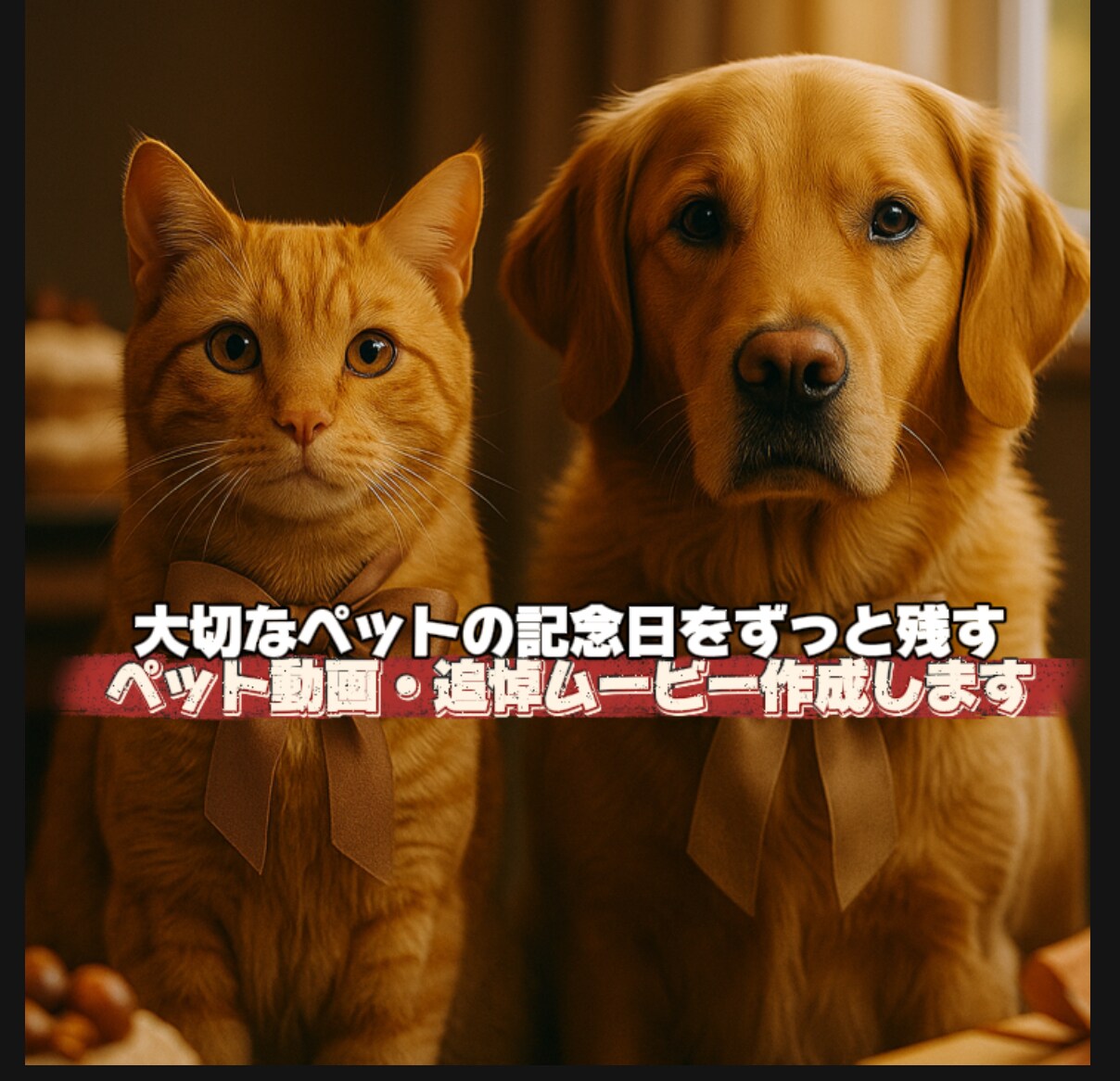 大切なペットの記念日・追悼ムービー制作します ペットを思い出をアート風ムービーに イメージ1