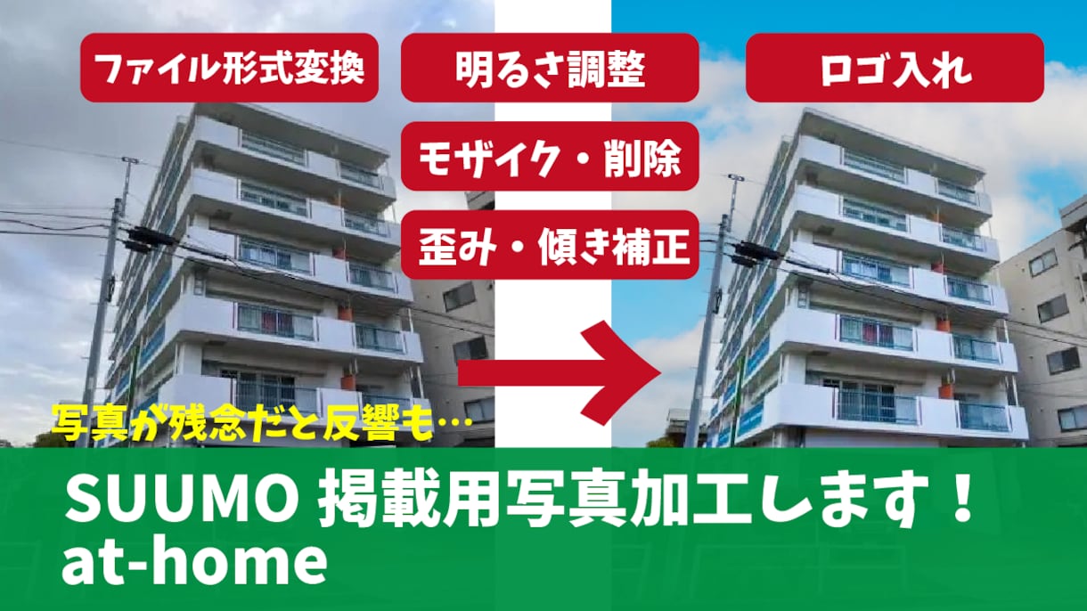 最短即日！不動産ポータル掲載用写真を整えます SUUMO・at-homeにそのまま掲載可！ イメージ1