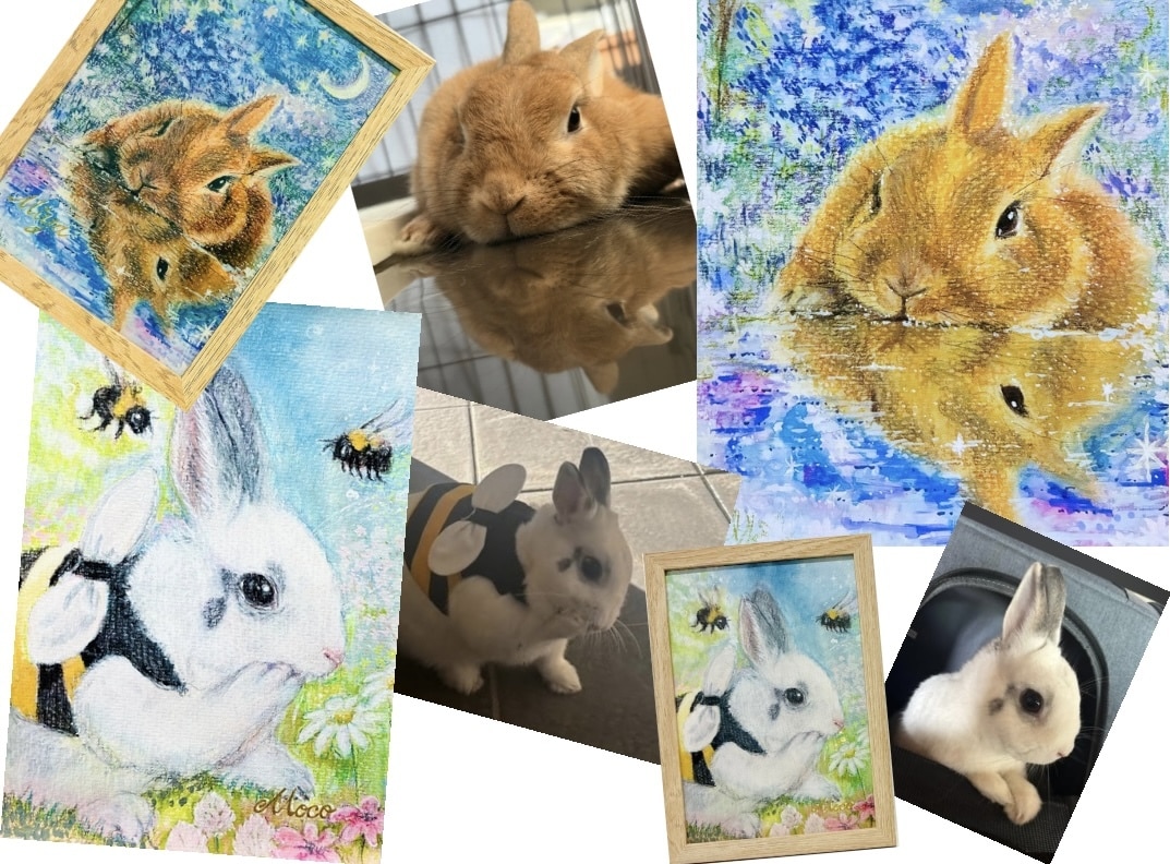 ペットの似顔絵、背景込みで絵本風に手描きします 飾り易いA5サイズ一点物です。プレゼントや虹組さんの思い出に イメージ5