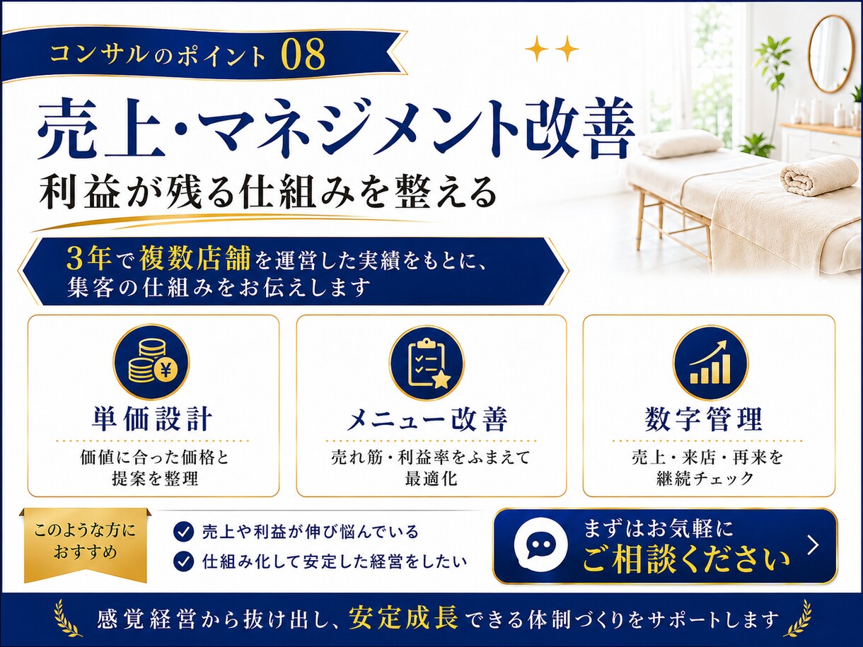 サロン・治療院経営者向けに集客のご相談に乗ります 3年で11店舗経営できた秘密教えます。 イメージ9