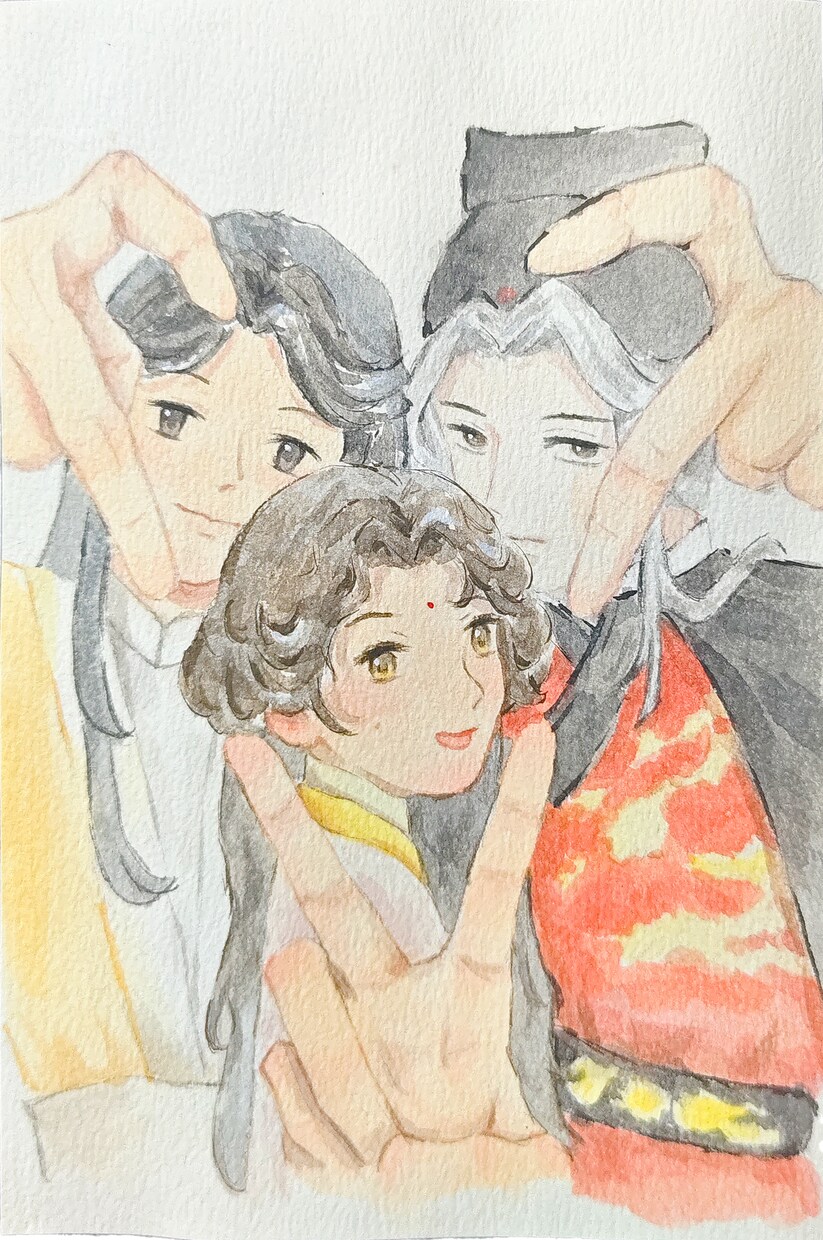 水彩画と電子絵画ます 手描きやタブレットを使った絵で作られたOCキャラクター。 イメージ8