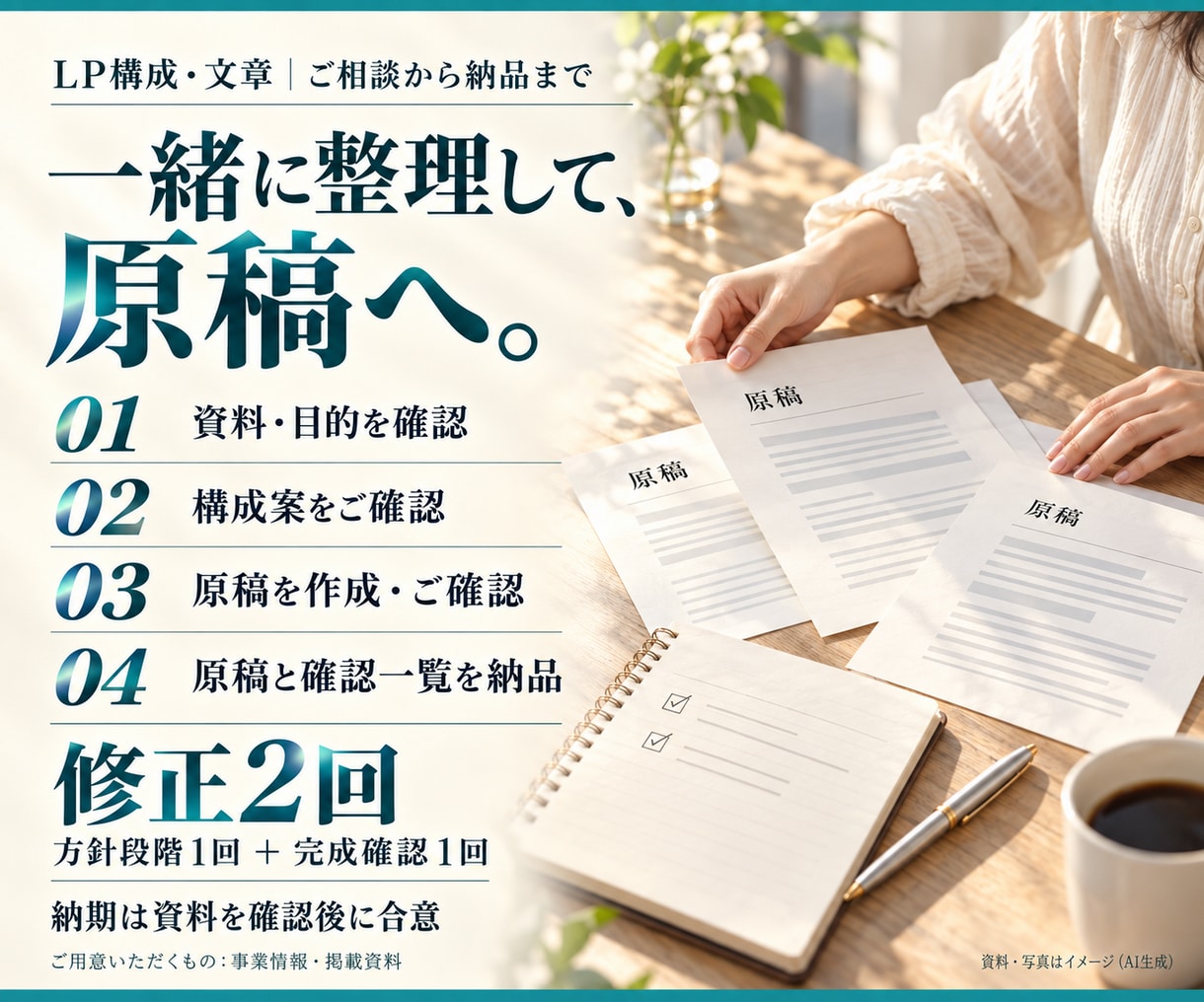 LPの構成と文章を資料から作ります 箇条書きから、制作担当に渡せる構成と原稿へ イメージ3