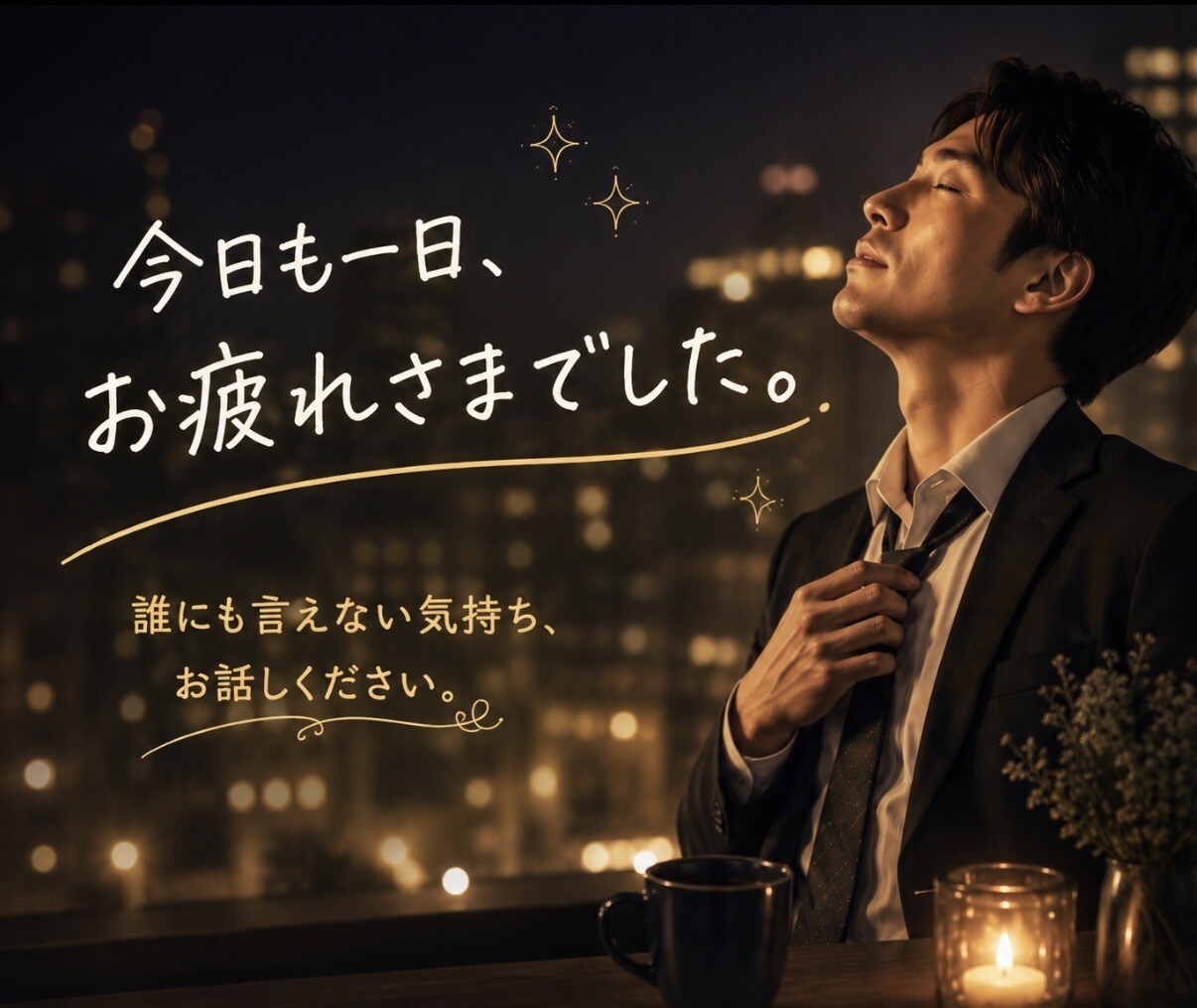 男性限定♡本音も弱音も安心して話せます 仕事、家庭、恋愛、性の悩み…。一人で抱え込まなくて大丈夫。 イメージ6