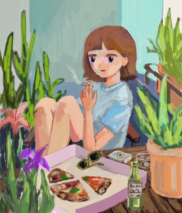 思い出の風景と大切な人を描きます 少し不思議で切ない雰囲気の絵を作成します イメージ1