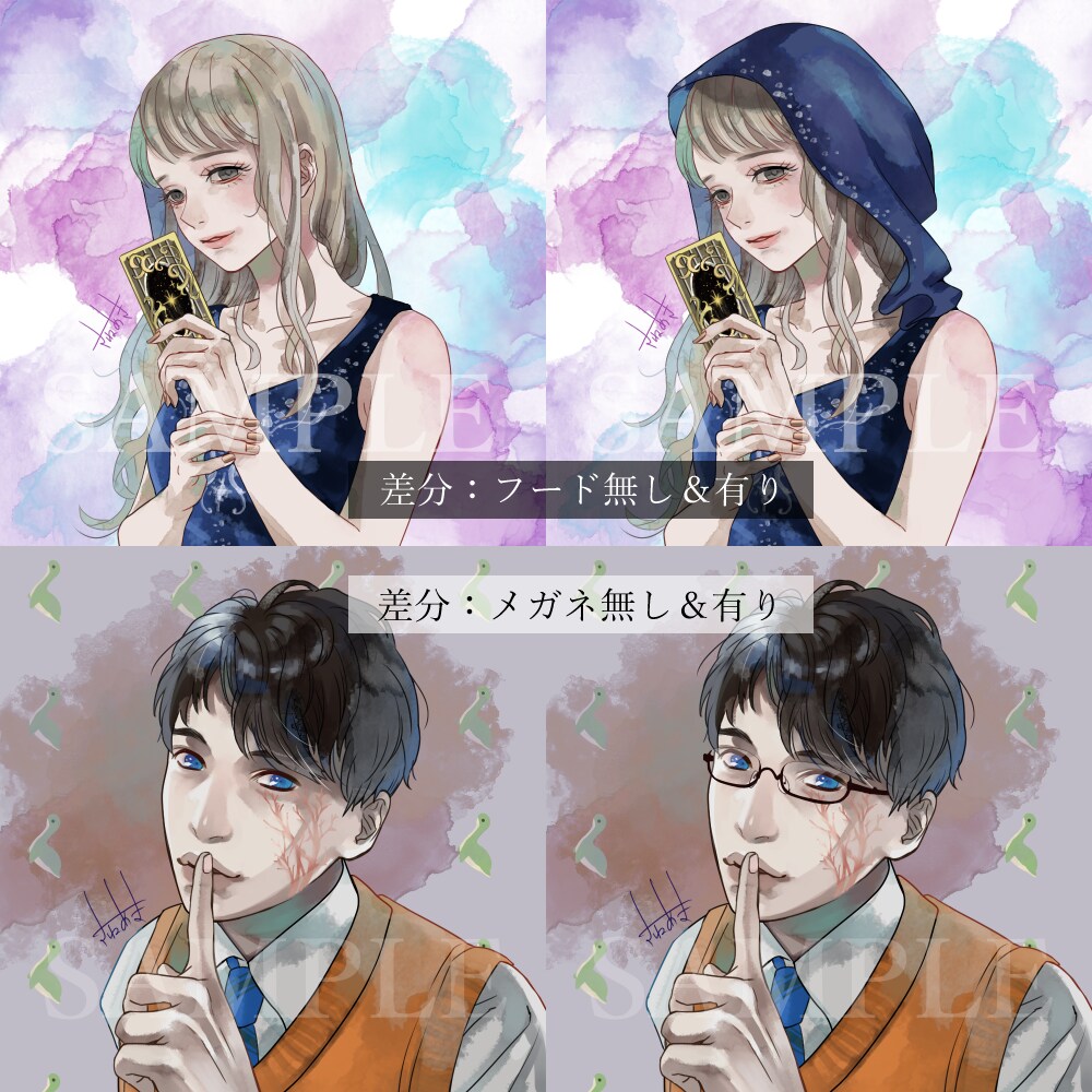 オシャレなSNSアイコン/イラストを制作致します 透明感のある美しいタッチをご希望の方に イメージ4