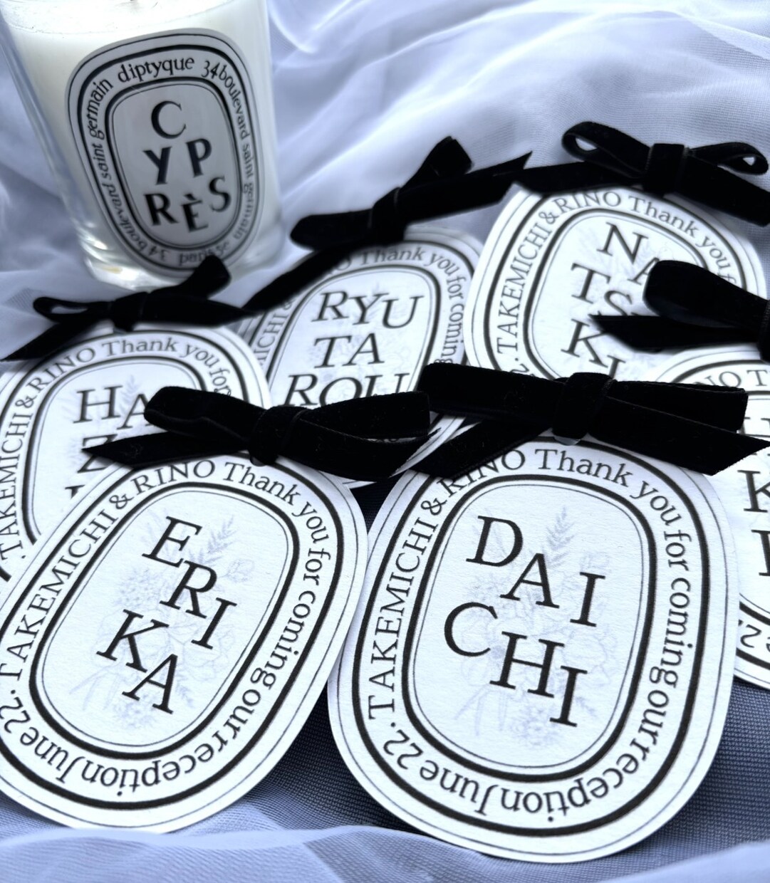 Diptyque風席札お作りします 王道人気のディプティック風リボン席札♡ イメージ2