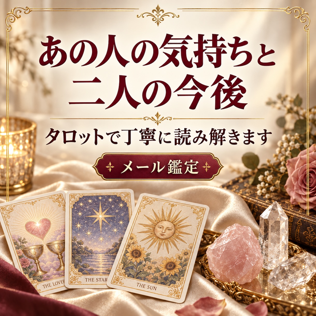あの人の気持ちと二人の今後をタロットで読み解きます 恋愛のお悩み1件｜一番知りたいことを中心に丁寧に鑑定 イメージ1