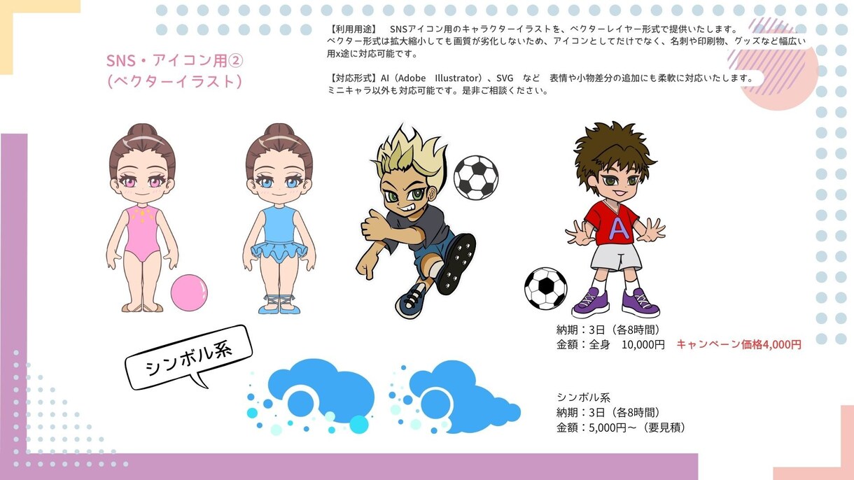 ベクターイラストのキャラ、アイコン作成します 高画質ベクターアイコン制作！個性引き立つキャラ作成します イメージ2