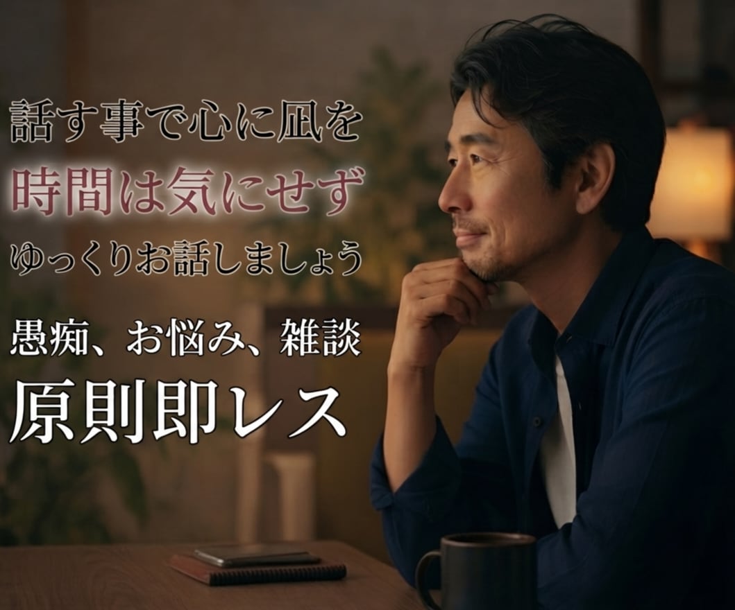 チャット時間気にしなくて大丈夫です…お話聴きます 何者でもない私でよければ、LINE感覚で話をしましょう。 イメージ1