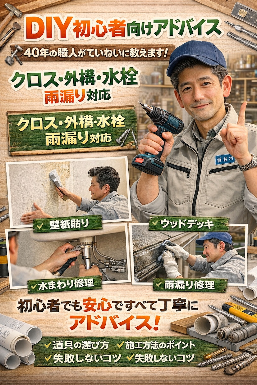 DIY材料選定から施工方法やコツ教えます 業界レジェンドが皆様のDIYアドバイザーに！ イメージ1