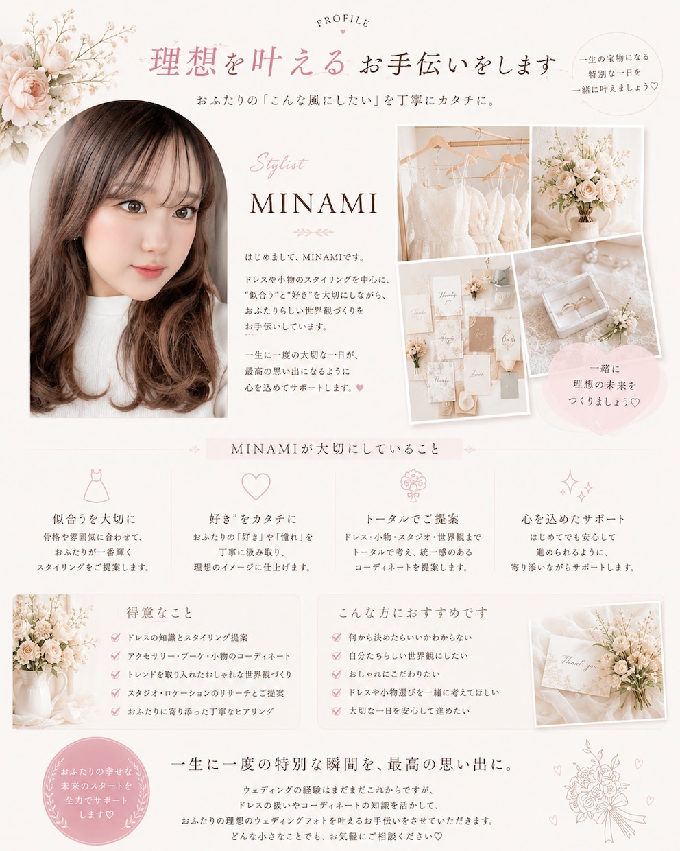 理想のウェディングフォトをコーディネートします 元スタイリストが理想の世界観をトータル提案 イメージ5