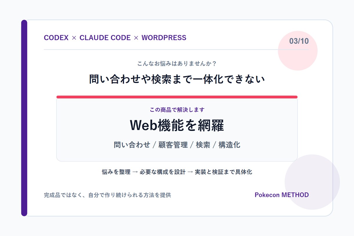 AIでどんなサイトも自分で作れるようにします 求人・予約・EC・会員まで会話だけで自由に構築 イメージ3