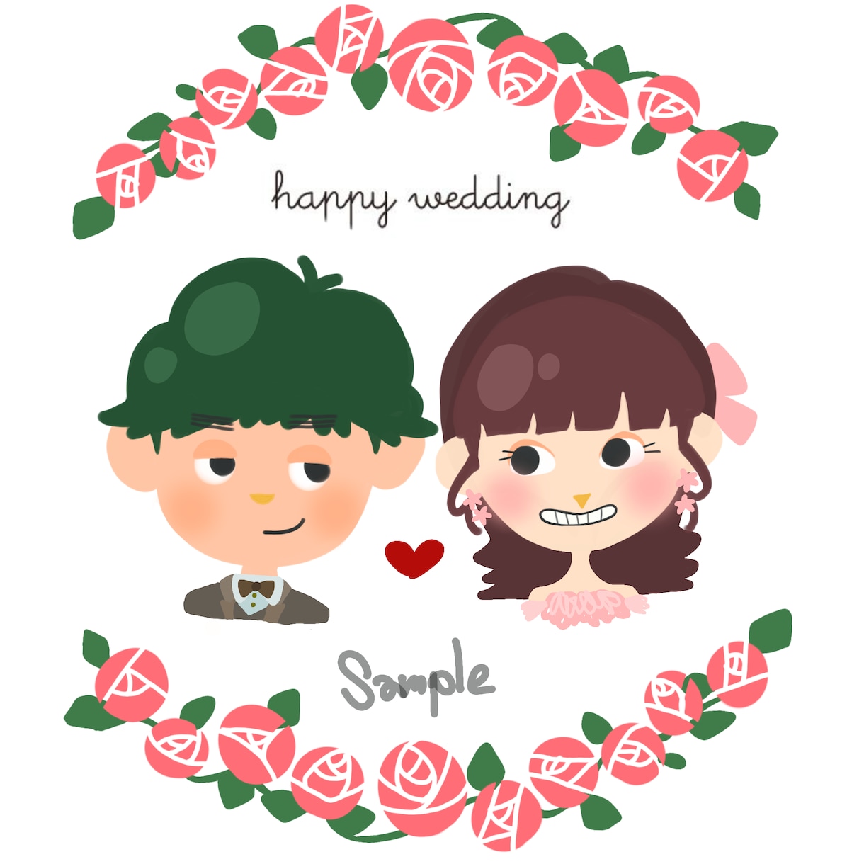結婚式・記念日ほっこり可愛い似顔絵を制作します ウェルカムボードや記念日用に思い出に残る一枚に仕上げます。 イメージ2