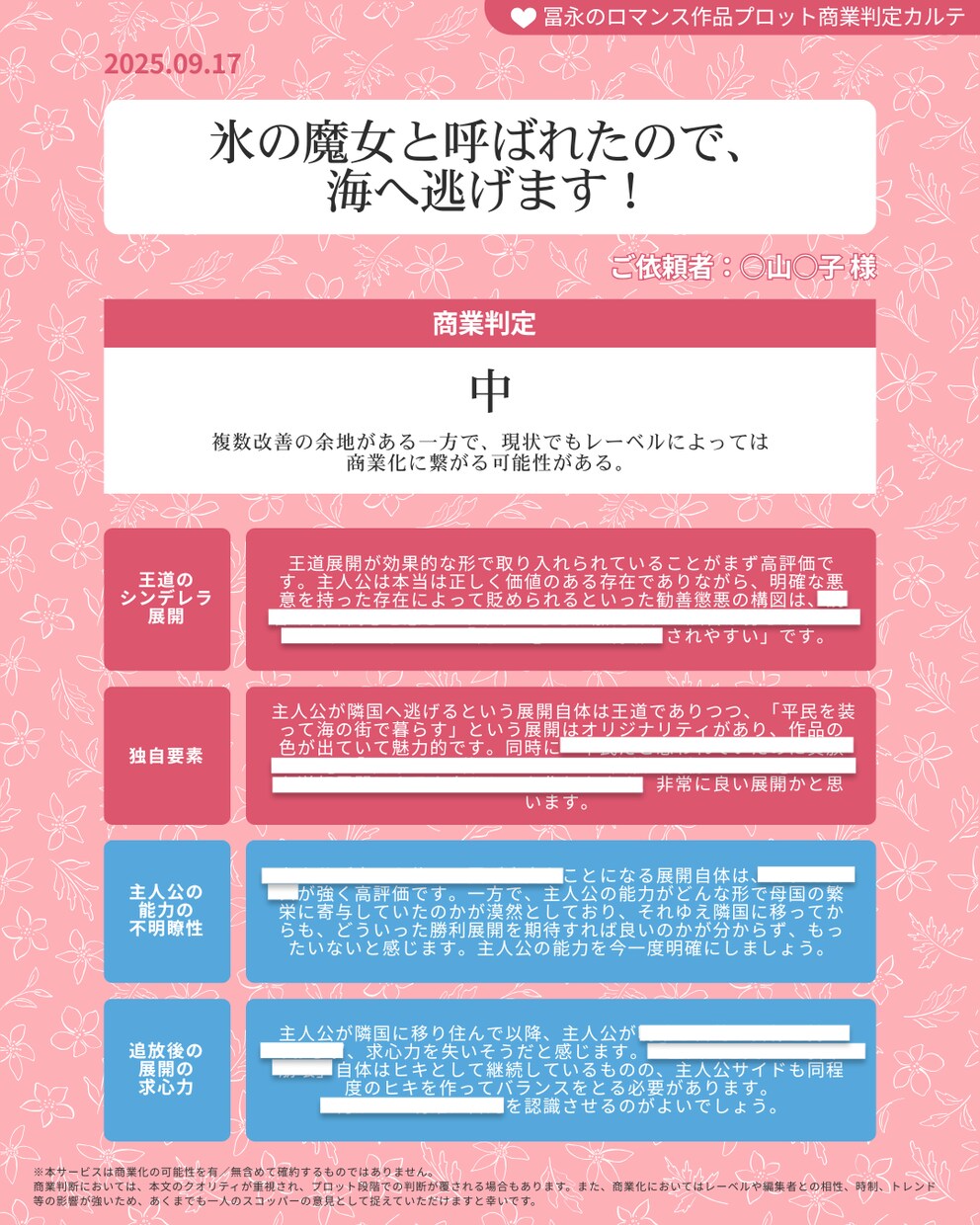 ２つのプロットを読んで商業可能性を判定します 1500円で2作品分の「商業判定カルテ」をお作りします！ イメージ2