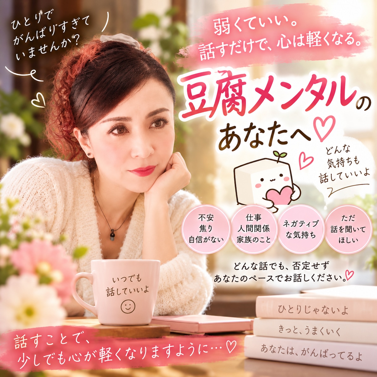 豆腐メンタル大歓迎!愚痴を吐き出して笑いに変えます 語彙力ゼロの「ツライ」も大歓迎!笑いに変えてスッキリさせます イメージ1