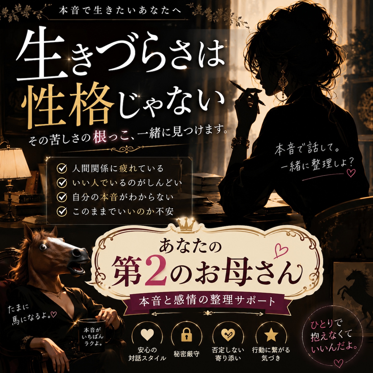 今辛い方へ。 本音と感情の整理をします 生きづらさって実は性格じゃないんです…性格じゃなくて構造ね！ イメージ1
