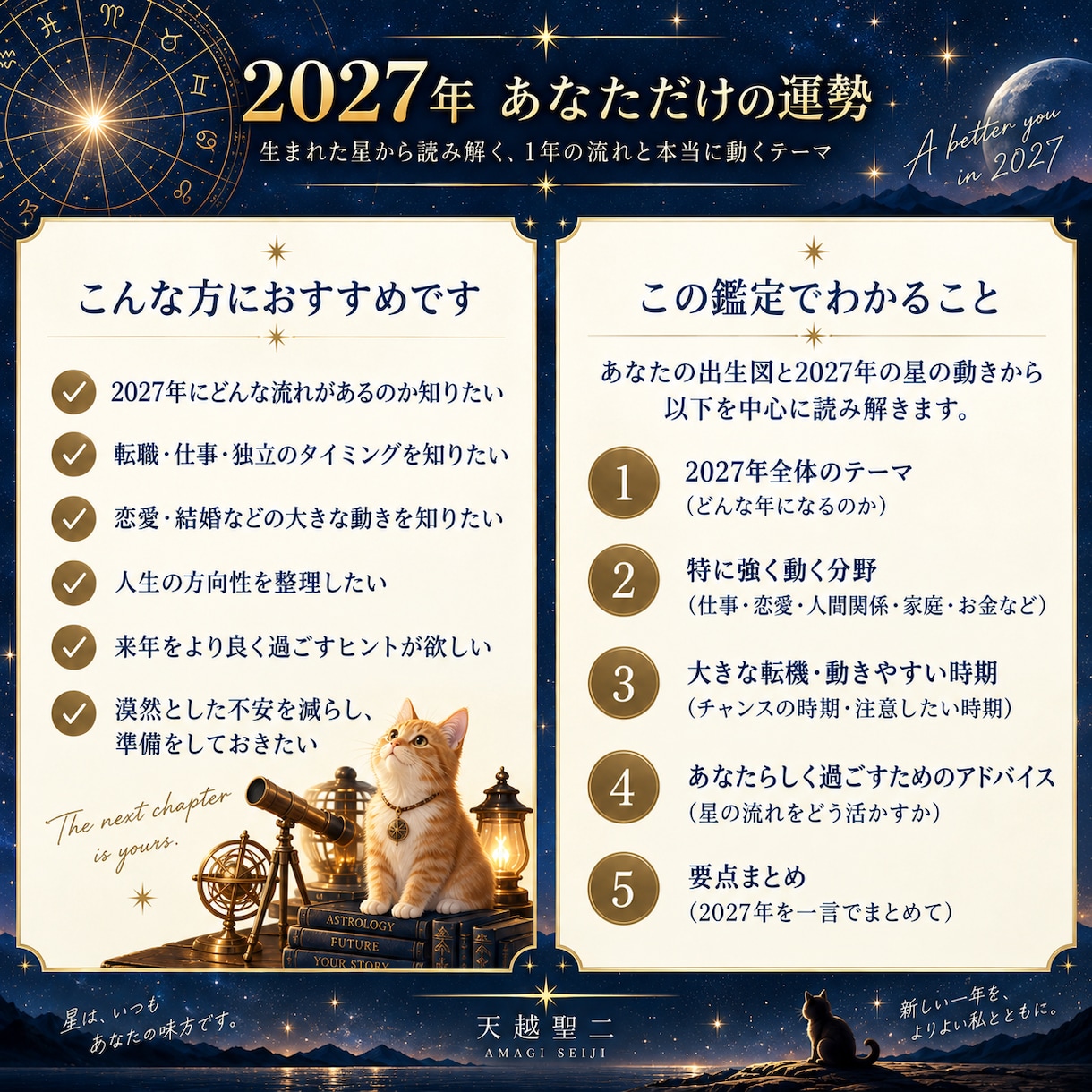 2027年、あなただけの運勢を詳しく読み解きます 12星座の一般論ではなく、あなた自身の出生図で一年を読みます イメージ2