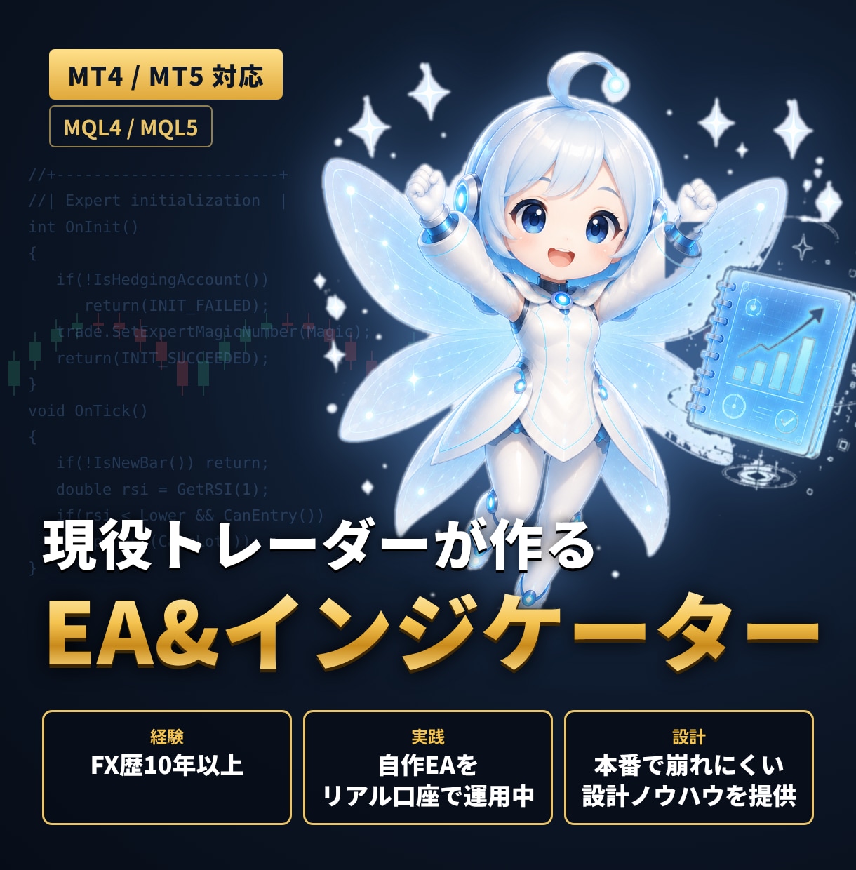 MT4/MT5のEA・インジケーターを開発します FX歴10年の開発者が本番の誤作動まで考えて作ります イメージ1