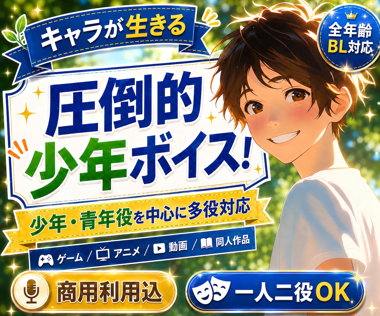 少年ボイスに強い声優がキャラクター音声を収録します ゲーム・アニメ・動画に｜少年・青年・女性・多役まで幅広く対応 イメージ1