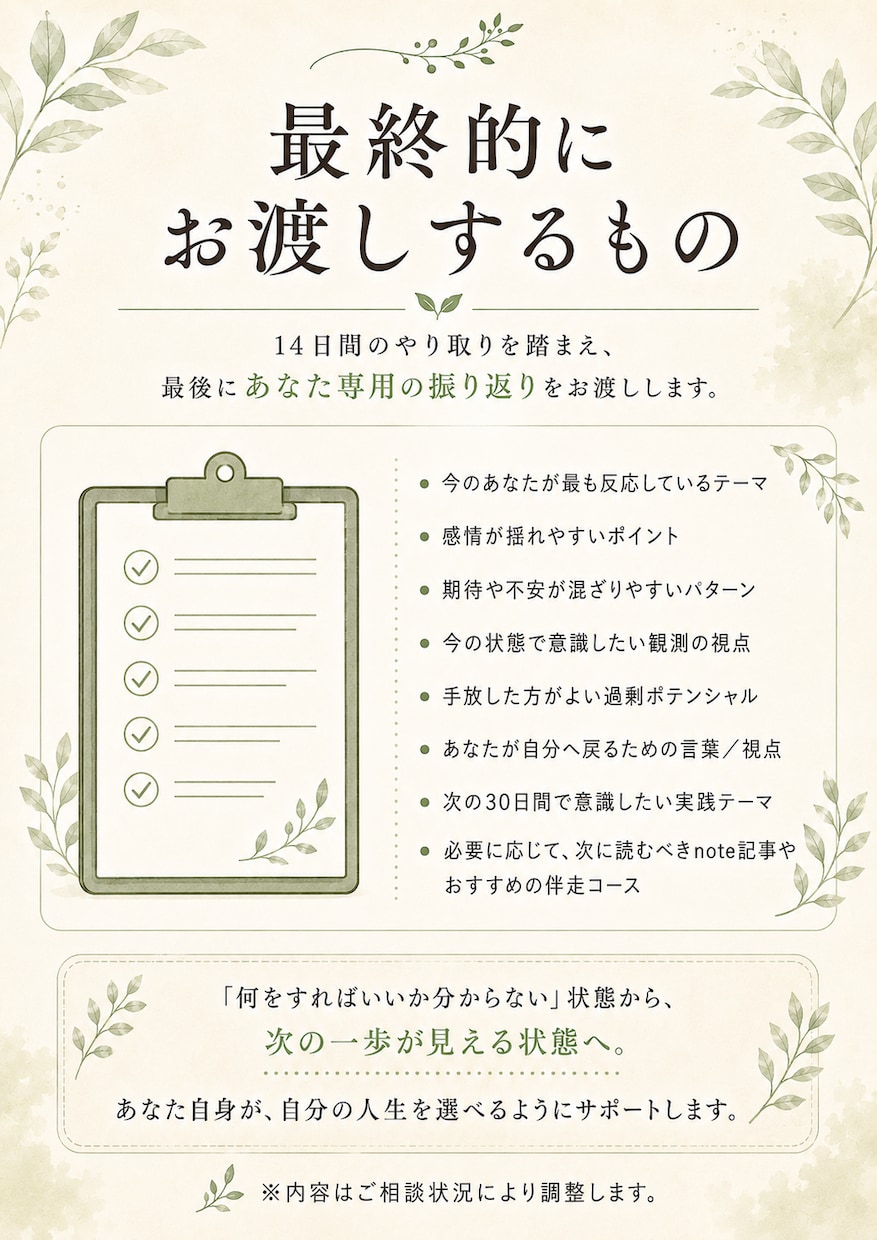 入門編：14日間｜タフティ実践の土台を整えます 自分に戻る型を作り、観測者モードの土台を整えます イメージ6