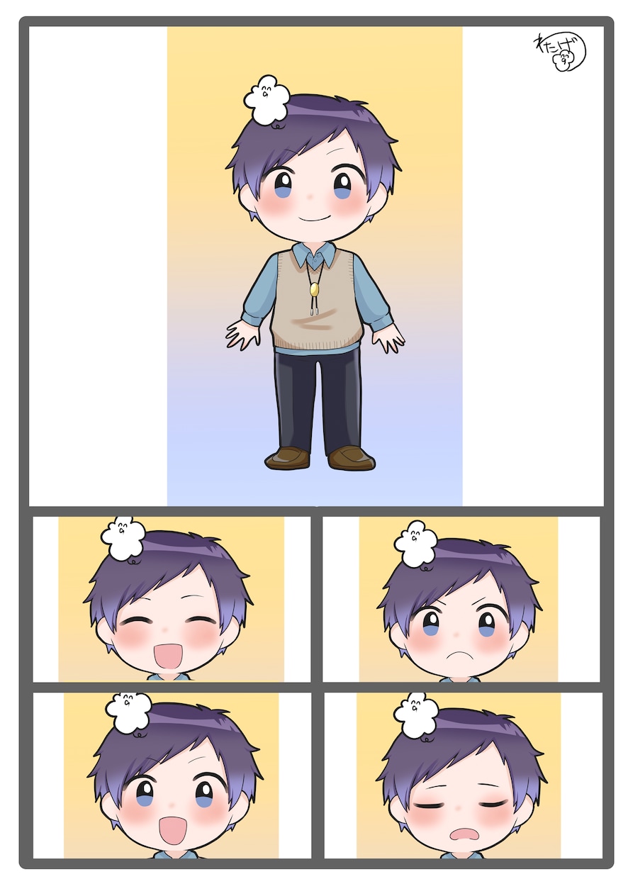 ミニキャラ全身立ち絵５パターンセット描きます 活動の貴方のためのキャラをお作りいたします♪ イメージ4