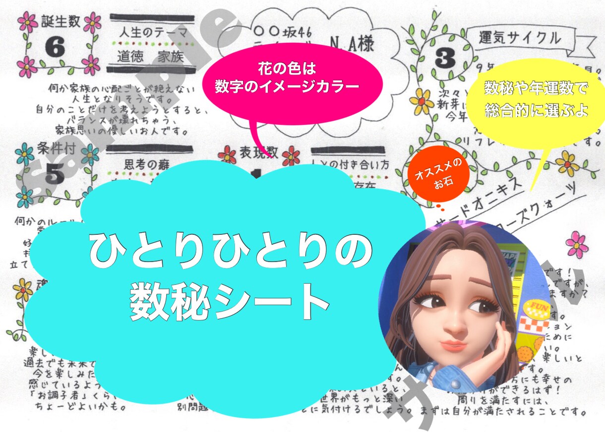 クスッと笑える数秘術鑑定★オリジナルシート届けます 自分を見失ったときほっこりできる自分だけの『トリセツ』 イメージ2