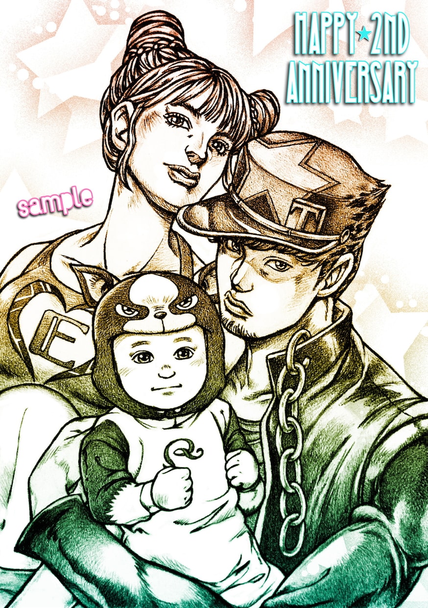 ジョジョ風の似顔絵アナログタッチでお描きします フォローかサービスお気に入り登録で1枚につき500円OFF！ イメージ3