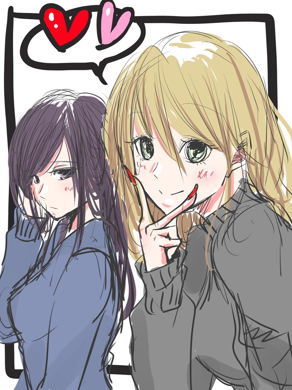 女の子同士カップルのイラスト描きます 特別な二人だけの絵。ちょっとしたプレゼントやサプライズに！ イメージ5