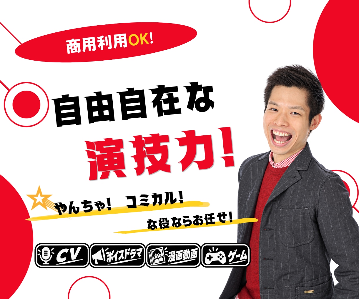 中低音を生かした自由自在なボイスをお届けします 『商用利用可！』『無料修正２回』『500字まで4,000円』 イメージ1