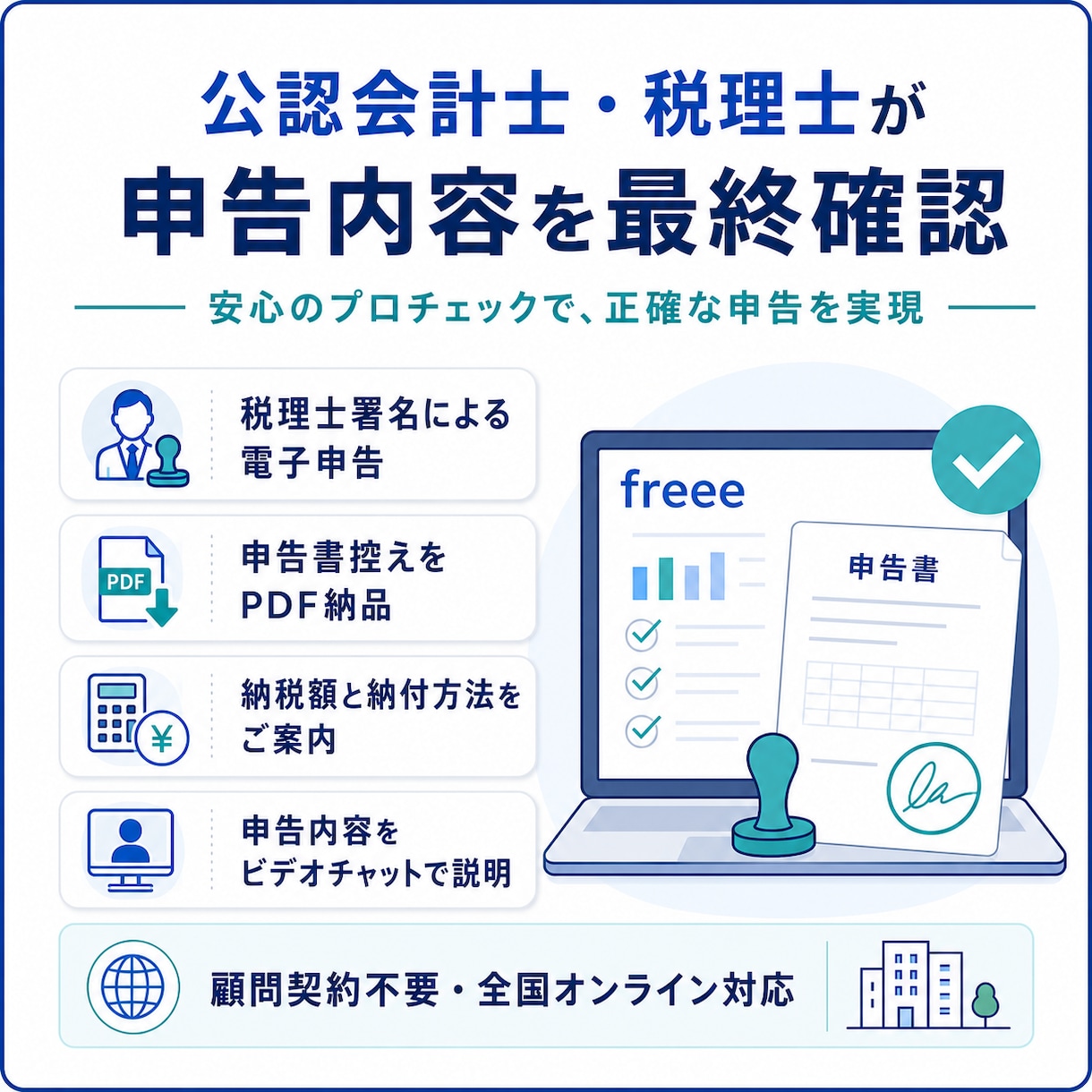 freee法人の決算・税務申告を代行します freee自計化法人の決算チェックから電子申告まで イメージ2