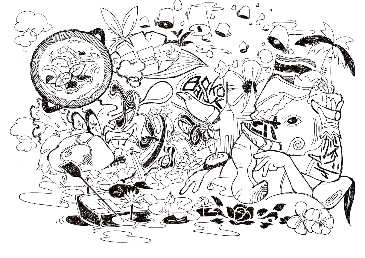 ボールペン画描きます テーマやモチーフに沿って一色ボールペンで華やかに書き上げます イメージ3