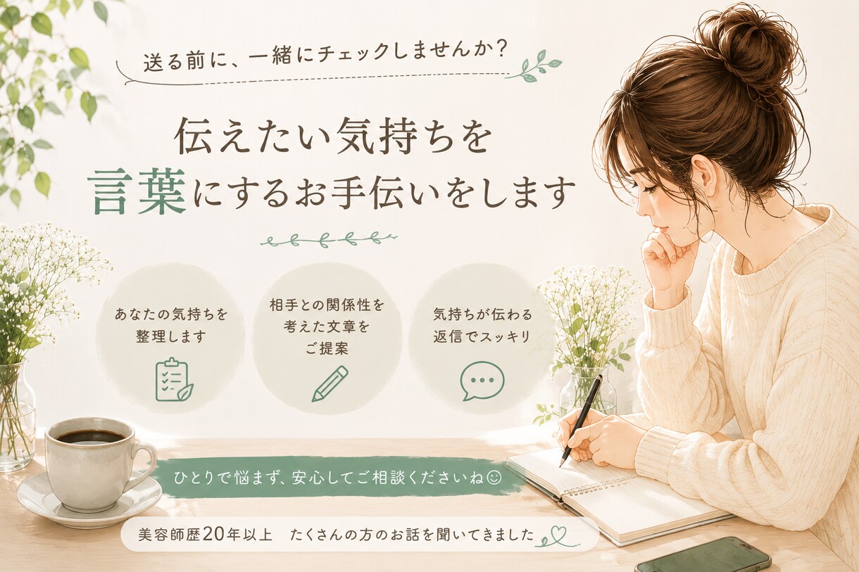 LINE・返信文を一緒に考えます 伝えたい気持ちを、相手に伝わる文章にします イメージ3