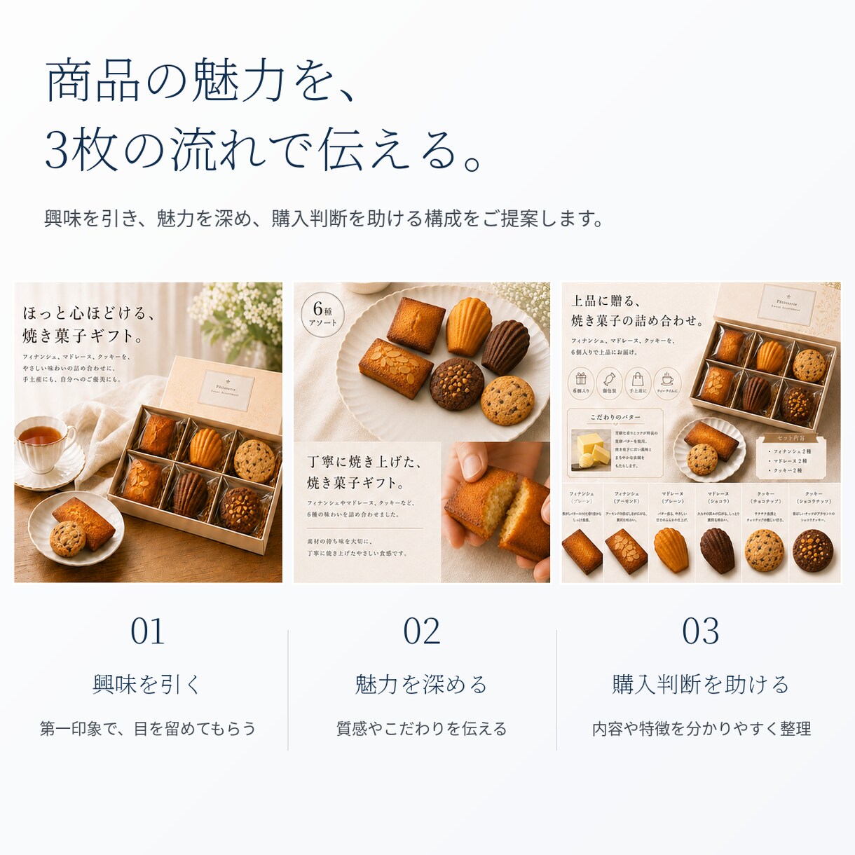 商品の魅力が伝わるEC商品画像を3枚制作します 構成・コピー・写真加工まで対応｜修正2回込み イメージ3