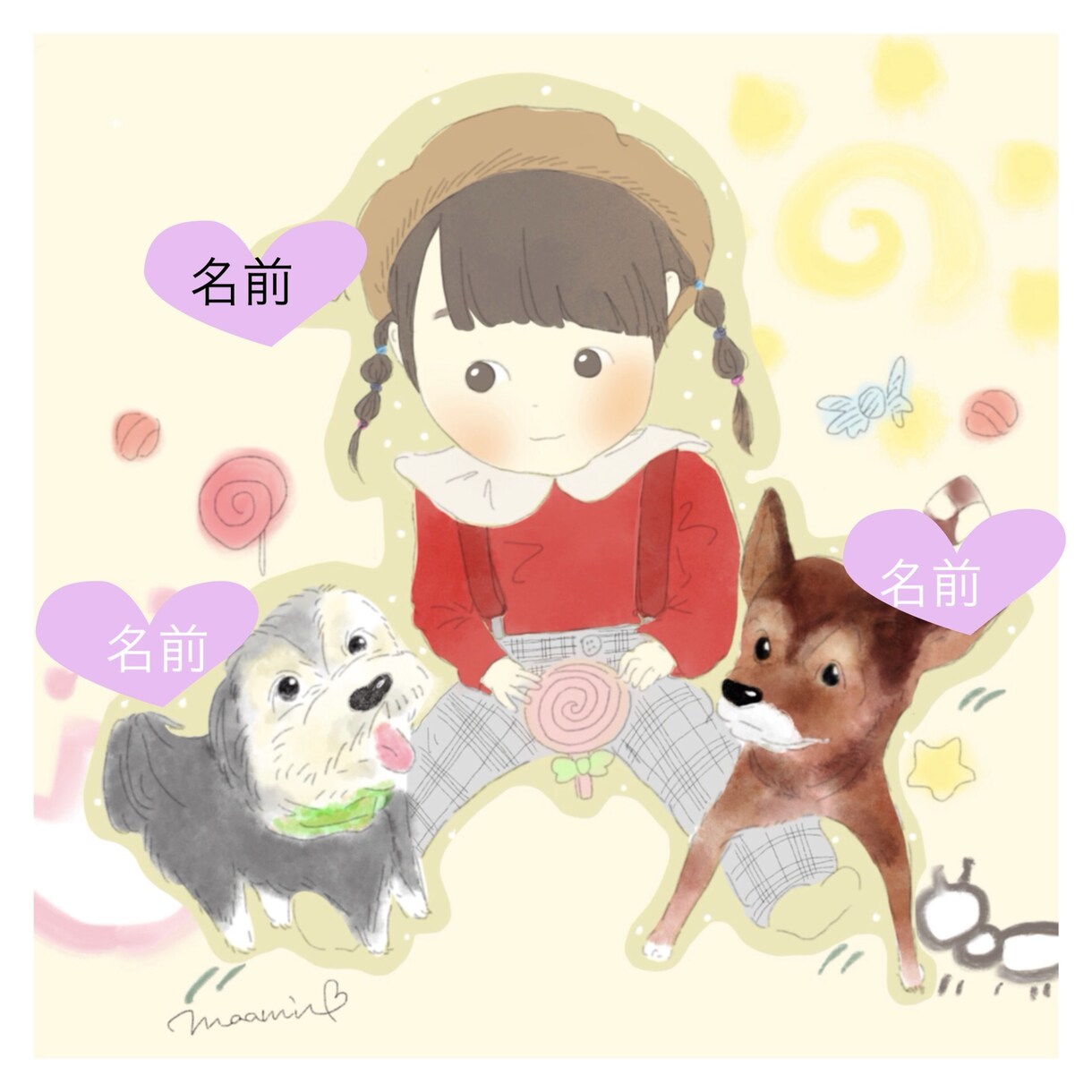 カップル、家族向けのイラスト描きます 記念日や誕生日のプレゼントに思い出を添えて イメージ6